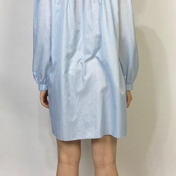 Vintage 80s PUFF SLEEVE Baby Blue Nightgown Dress! - Picture 8 of 8